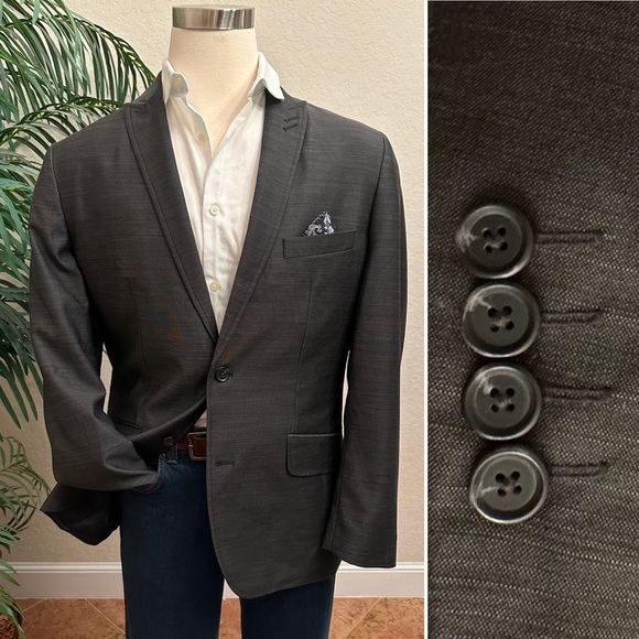 MENS BLAZER JACKET SIZE L LARGE (42) INC SLIM FIT POLY SPORT COAT MACHINE WASH